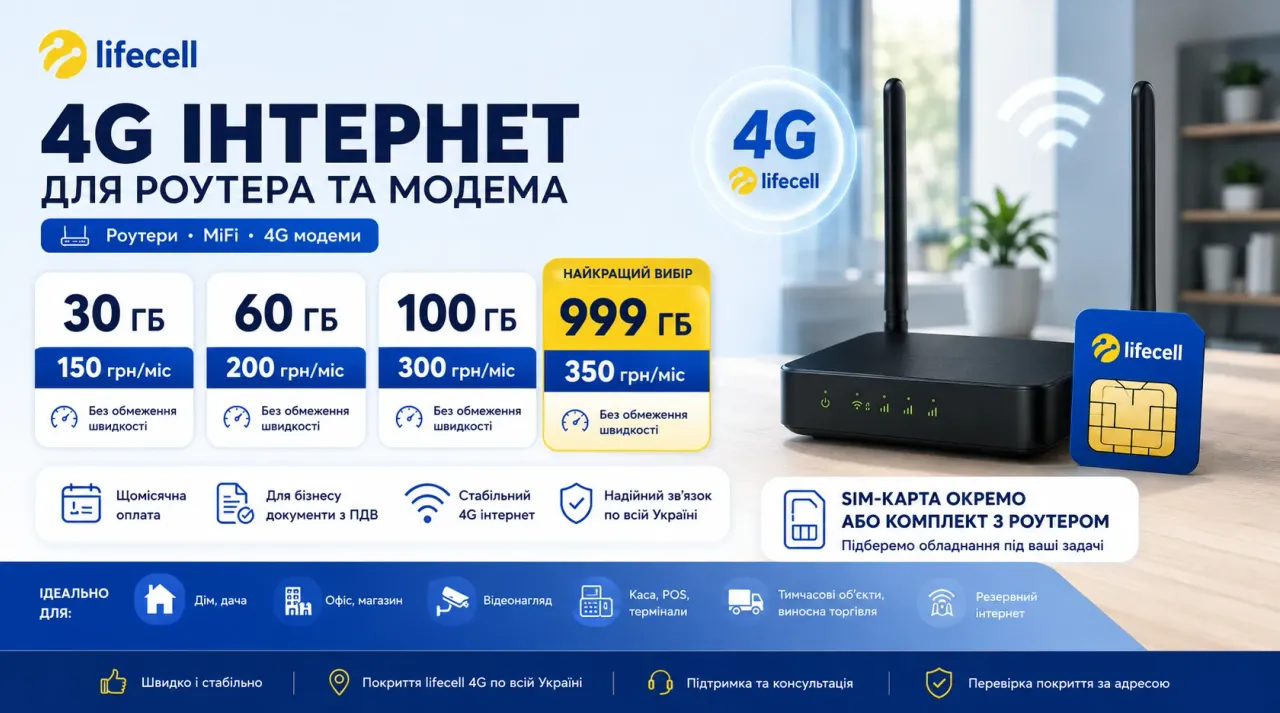 СИМ-карта для 4G роутера и модема с 4G интернетом