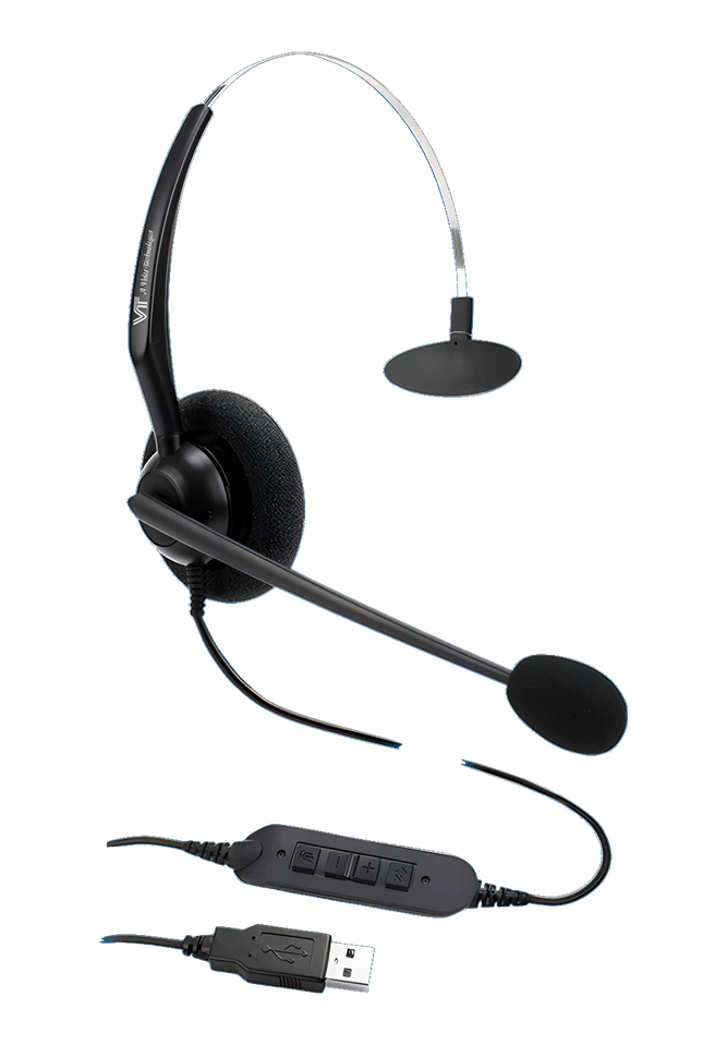 VT2000 NC Mono USB02 – гарнитура с одним наушником, микрофоном и подключением USB-A