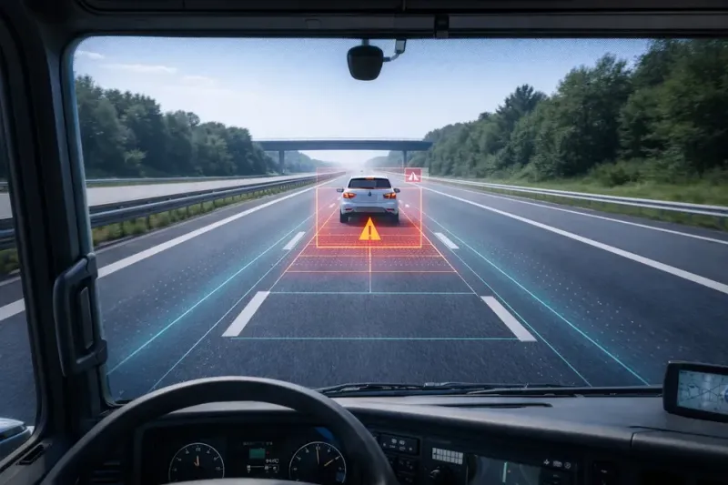 Пример работы камеры ADAS на дороге